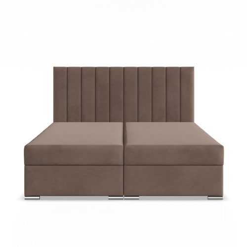 Agen ágy, bársony, 140 x 200, ágyneműtartóval, barna