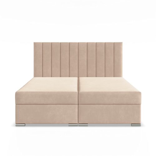 Agen ágy, bársony, 140 x 200, ágyneműtartóval, bézs