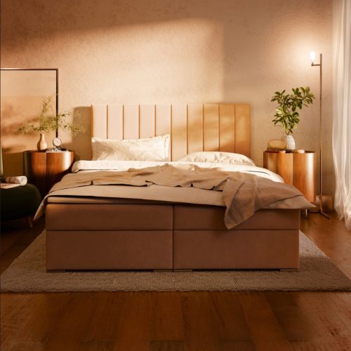 Agen ágy, bársony, 160 x 200, ágyneműtartóval, kék