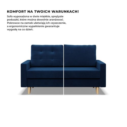 Etna kanapé, bársony, bonell töltet, kék