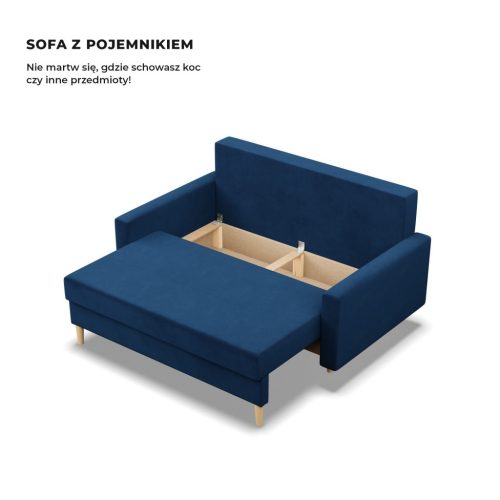 Etna kanapé, bársony, bonell töltet, kék