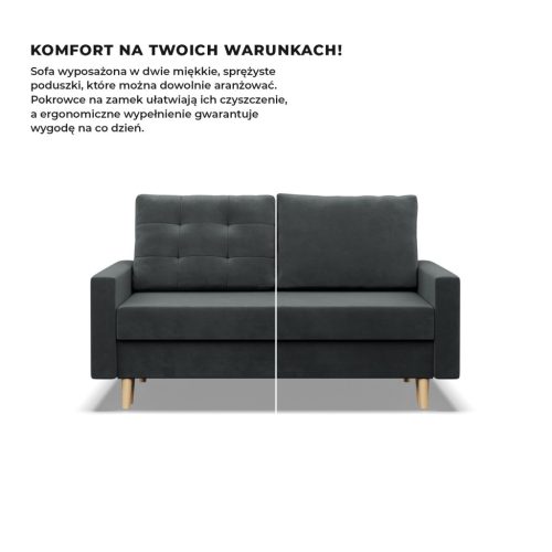 Etna kanapé, bársony, bonell töltet, szürke