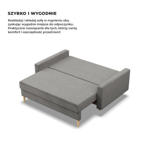 Etna kanapé, bársony, bonell töltet, világosszürke