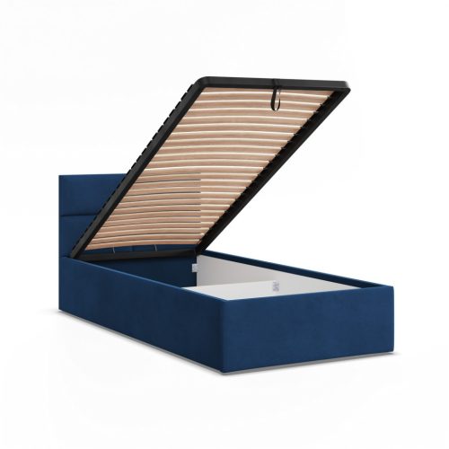 Borgo egyszemélyes ágykeret (matrac nélkül), ágyneműtartóval, bársony, kék