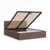 Borgo kétszemélyes ágykeret (matrac nélkül), ágyneműtartóval, bársony, 180 x 200, barna