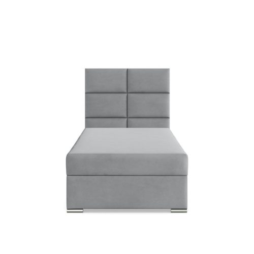 Calvi egyszemélyes ágy, bársony, ágyneműtartóval, szürke