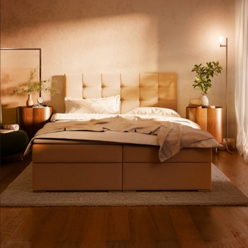 Elda ágy, bársony, 180 x 200, ágyneműtartóval, kék