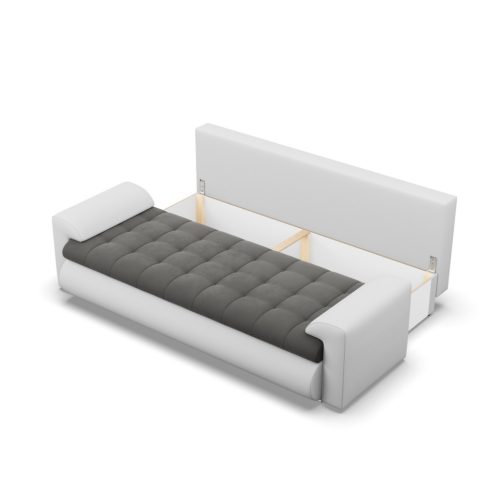 Tokio kanapéágy, bársony + műbőr,  szürke - fehér