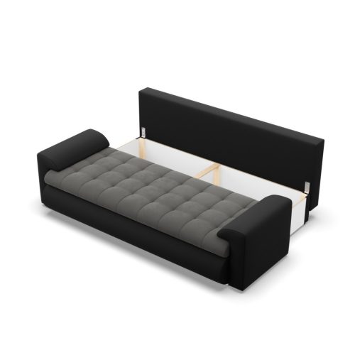 Tokio kanapéágy, bársony + műbőr,  szürke - fekete 