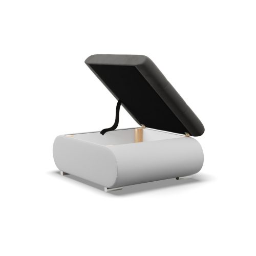 Tokio puff, bársony + műbőr,  szürke - fehér