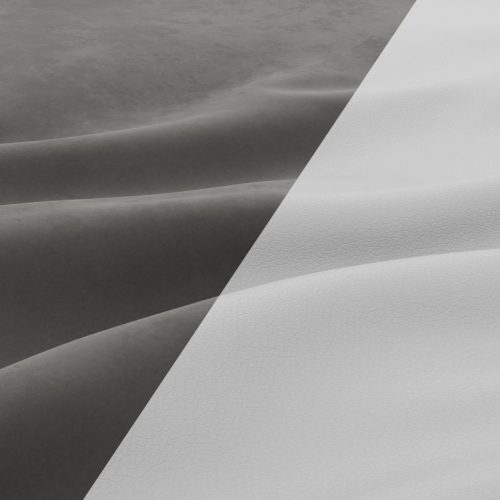 Tokio sarokkanapé, 2 ágyneműtartóval, bársony + műbőr, baloldali, szürke - fehér