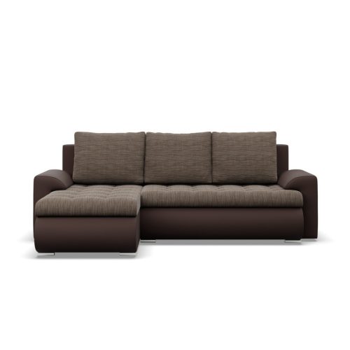 Tokio sarokkanapé, 2 ágyneműtartóval, fonott + műbőr, baloldali, barna
