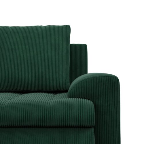 Tokio sarokkanapé, 2 ágyneműtartóval, kordbársony, baloldali, zöld