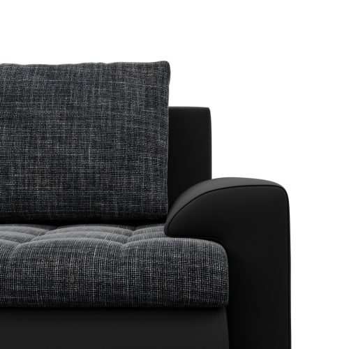 Tokio U sarokkanapé, 3 ágyneműtartóval, fonott + műbőr, baloldali, szürke - fekete