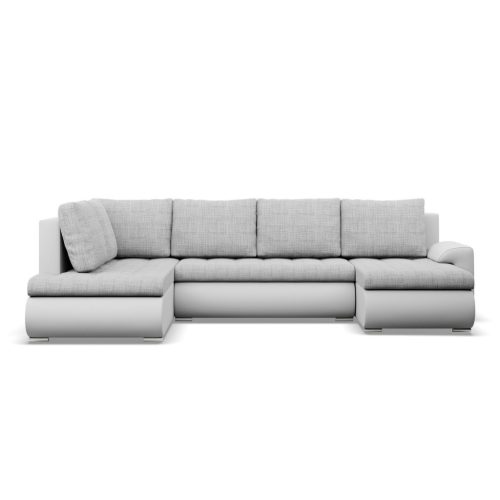 Tokio U sarokkanapé, 3 ágyneműtartóval, fonott + műbőr, baloldali, szürke - fehér