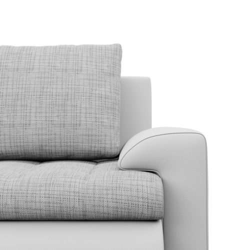 Tokio U sarokkanapé, 3 ágyneműtartóval, fonott + műbőr, baloldali, szürke - fehér