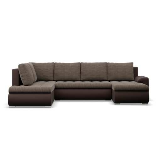 Tokio U sarokkanapé, 3 ágyneműtartóval, fonott + műbőr, baloldali, barna