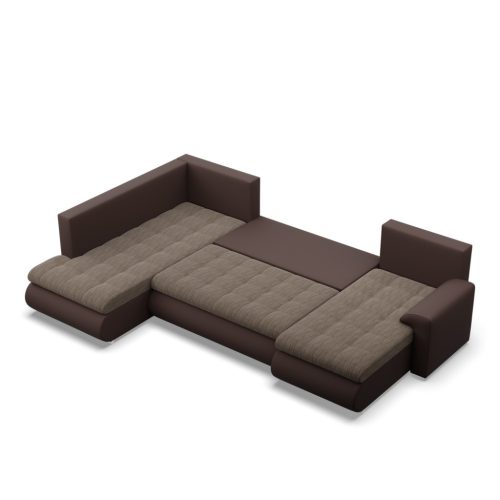 Tokio U sarokkanapé, 3 ágyneműtartóval, fonott + műbőr, baloldali, barna