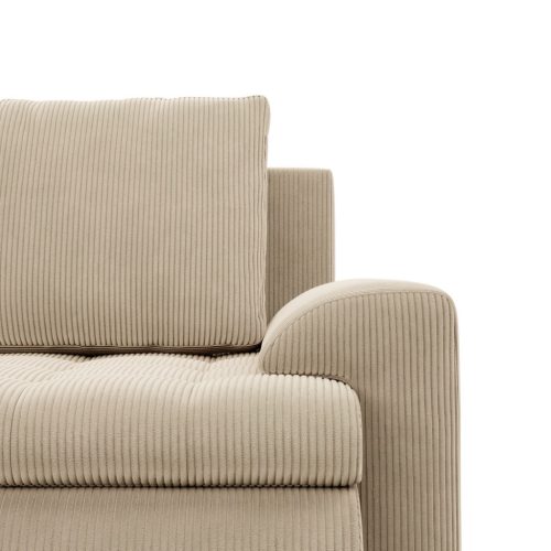 Tokio U sarokkanapé, 3 ágyneműtartóval, kordbársony, baloldali, bézs