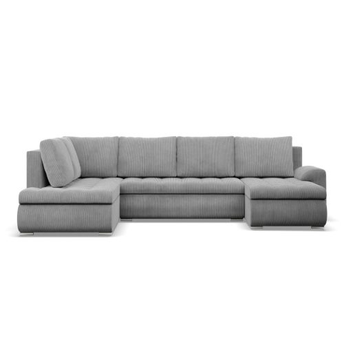 Tokio U sarokkanapé, 3 ágyneműtartóval, kordbársony, baloldali, szürke