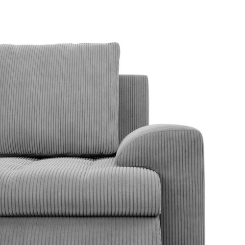 Tokio U sarokkanapé, 3 ágyneműtartóval, kordbársony, baloldali, szürke
