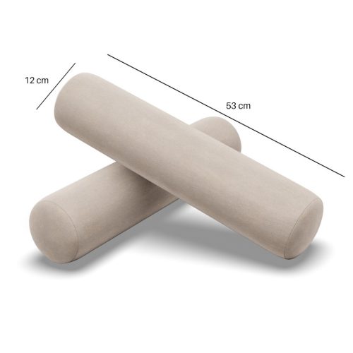 Görgős párna, 2 db, hab töltet, bársony, bézs