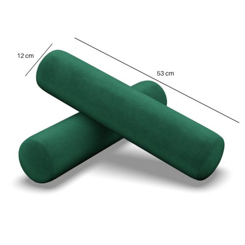 Görgős párna, 2 db, hab töltet, bársony, zöld
