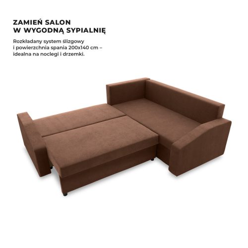 Grande Plus sarokkanapé,  jobboldali, szövet anyag, barna