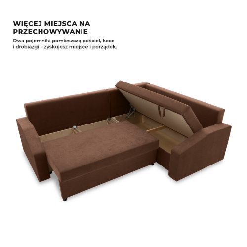 Grande Plus sarokkanapé,  jobboldali, szövet anyag, barna
