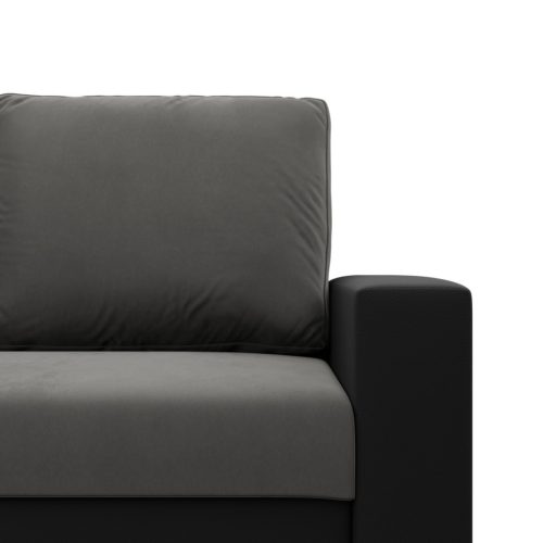 Panama fotel, bársony + műbőr,  szürke - fekete 