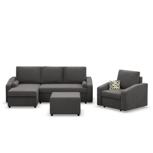 Zeus fotel, döntött kartámasz, kordbársony, bonell töltet, szürke