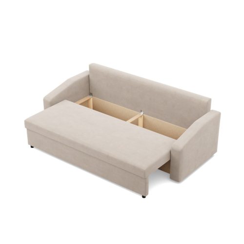 Zeus kanapéágy, bársony, bonell töltet, döntött kartámasz, bézs