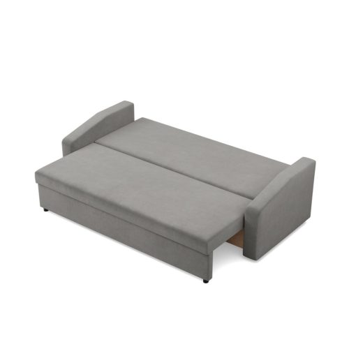 Zeus kanapéágy, bársony, bonell töltet, döntött kartámasz, világosszürke