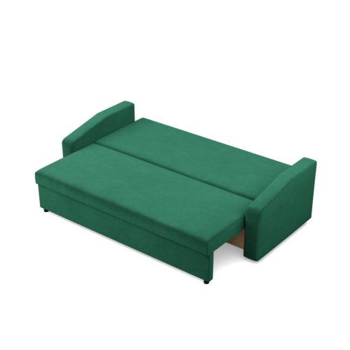 Zeus kanapéágy, bársony, bonell töltet, döntött kartámasz, zöld