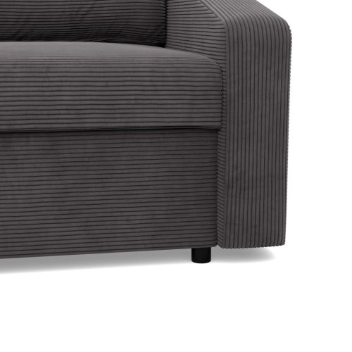 Zeus sarokkanapé, 2 ágyneműtartóval, döntött kartámasz, kordbársony, univerzális oldal, bonell töltet, szürke 