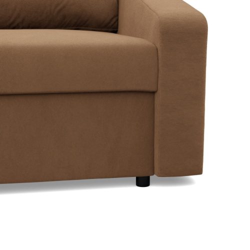 Zeus sarokkanapé, 2 ágyneműtartóval, döntött kartámasz, szövet anyag, univerzális oldal, bonell töltet, barna