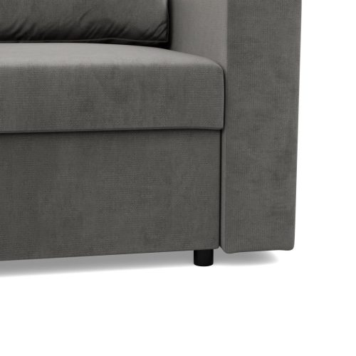 Zeus sarokkanapé, 2 ágyneműtartóval, egyenes kartámasz, bársony, univerzális oldal, hab töltet, világosszürke