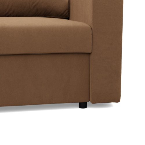 Zeus sarokkanapé, 2 ágyneműtartóval, egyenes kartámasz, szövet anyag, univerzális oldal, bonell töltet, barna