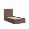 Paola egyszemélyes ágykeret (matrac nélkül), ágyneműtartóval, bársony, barna