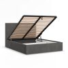 Vasto kétszemélyes ágykeret (matrac nélkül), ágyneműtartóval, bársony, 140 x 200, sötétszürke 