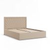 Vasto kétszemélyes ágykeret (matrac nélkül), ágyneműtartóval, szövet, 140 x 200, bézs