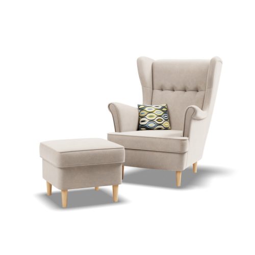 Uszak lábtartó, bársony, bézs