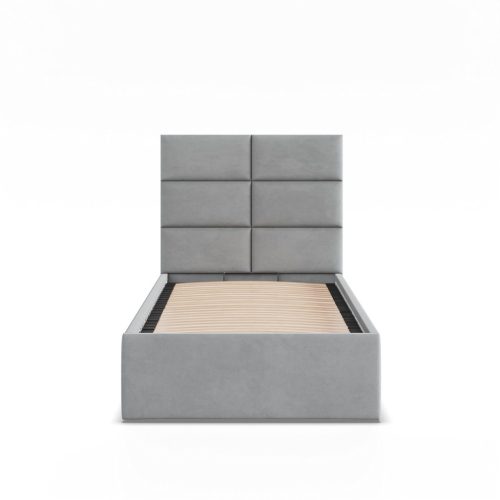 York egyszemélyes ágykeret (matrac nélkül), ágyneműtartóval, bársony, szürke