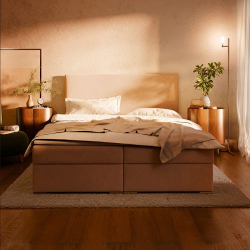 Zonza ágy, bársony, 180 x 200, ágyneműtartóval, zöld