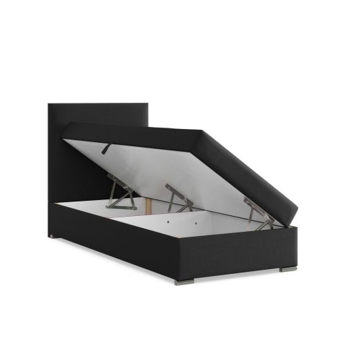 Zonza egyszemélyes ágy, szövet, ágyneműtartóval, fekete