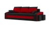 HEWLET kanapéágy 2 db puffal, normál szövet, hab töltőanyag, bal oldali puff tároló, fekete / piros