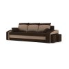 HEWLET kanapéágy 2 db puffal, normál szövet, hab töltőanyag, jobb oldali puff tároló, barna / cappuccino