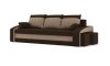 HEWLET kanapéágy 2 db puffal, normál szövet, hab töltőanyag, jobb oldali puff tároló, barna / cappuccino
