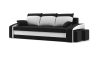 Monviso kanapéágy 2 db puffal, normál szövet, hab töltőanyag, jobb oldali puff tároló, fekete / fehér