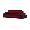 HEWLET kanapéágy 2 db puffal, normál szövet, hab töltőanyag, jobb oldali puff tároló, fekete / piros